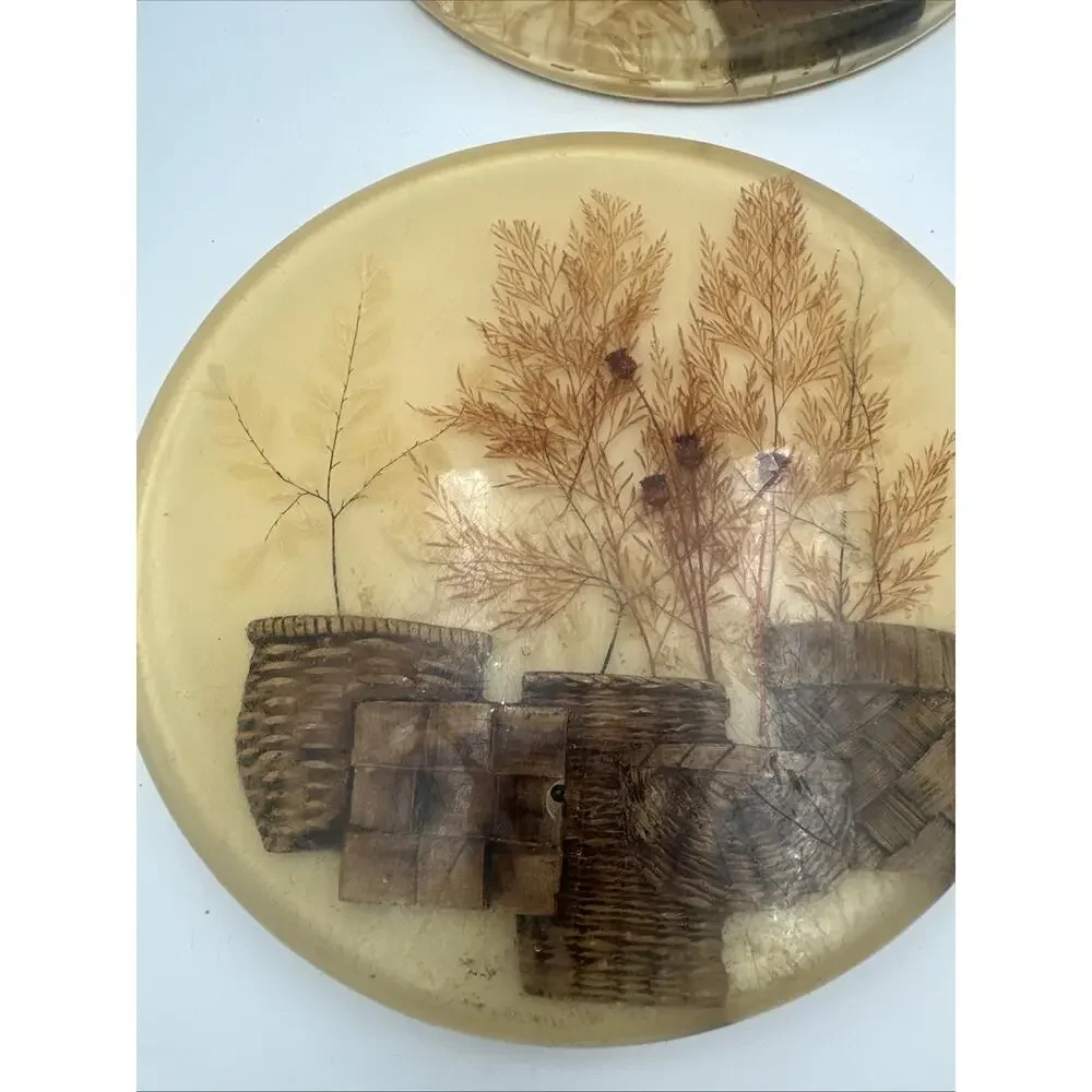 Set Of 2, 70’s Trivets -Hotplates Acrylic Wood Work Design